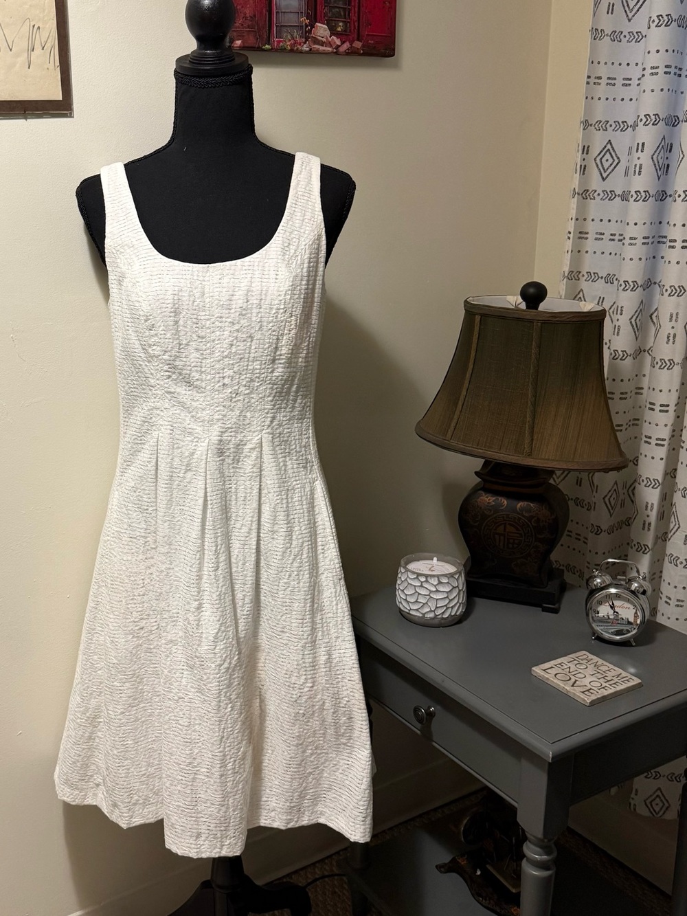 Pappagallo White Textured Sleeveless Midi Dress